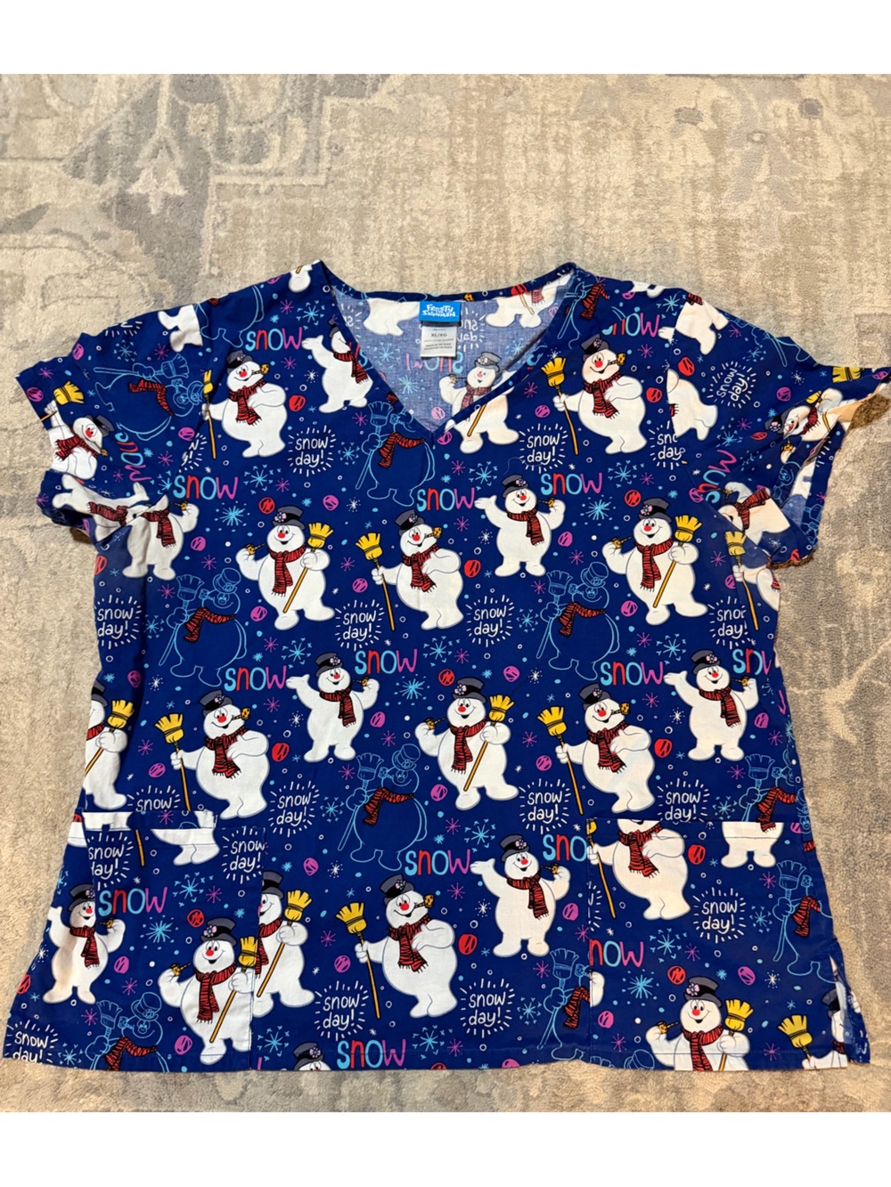 Women’s Blue Snowman Print Pajama Top by WonderWink